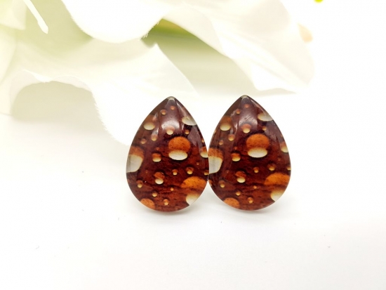 Tropfenform Tropfen Ohrstecker braun